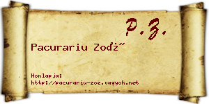 Pacurariu Zoé névjegykártya